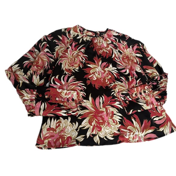 Who What Wear Tops - WHO What Wear Floral Print Balloon Long Sleeve Top High Cuff Blouse